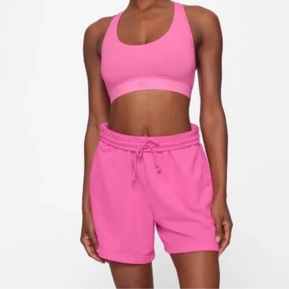 SKIMS DRAPEY FRENCH TERRY SHORT HOT PINK XS